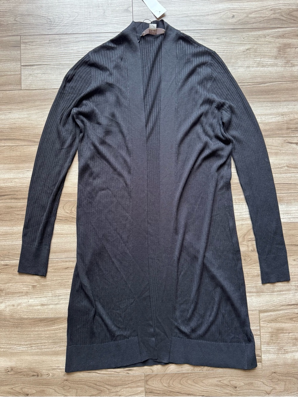 LOFT long sleeve black open cardigan ribbed sweater long lightweight size small